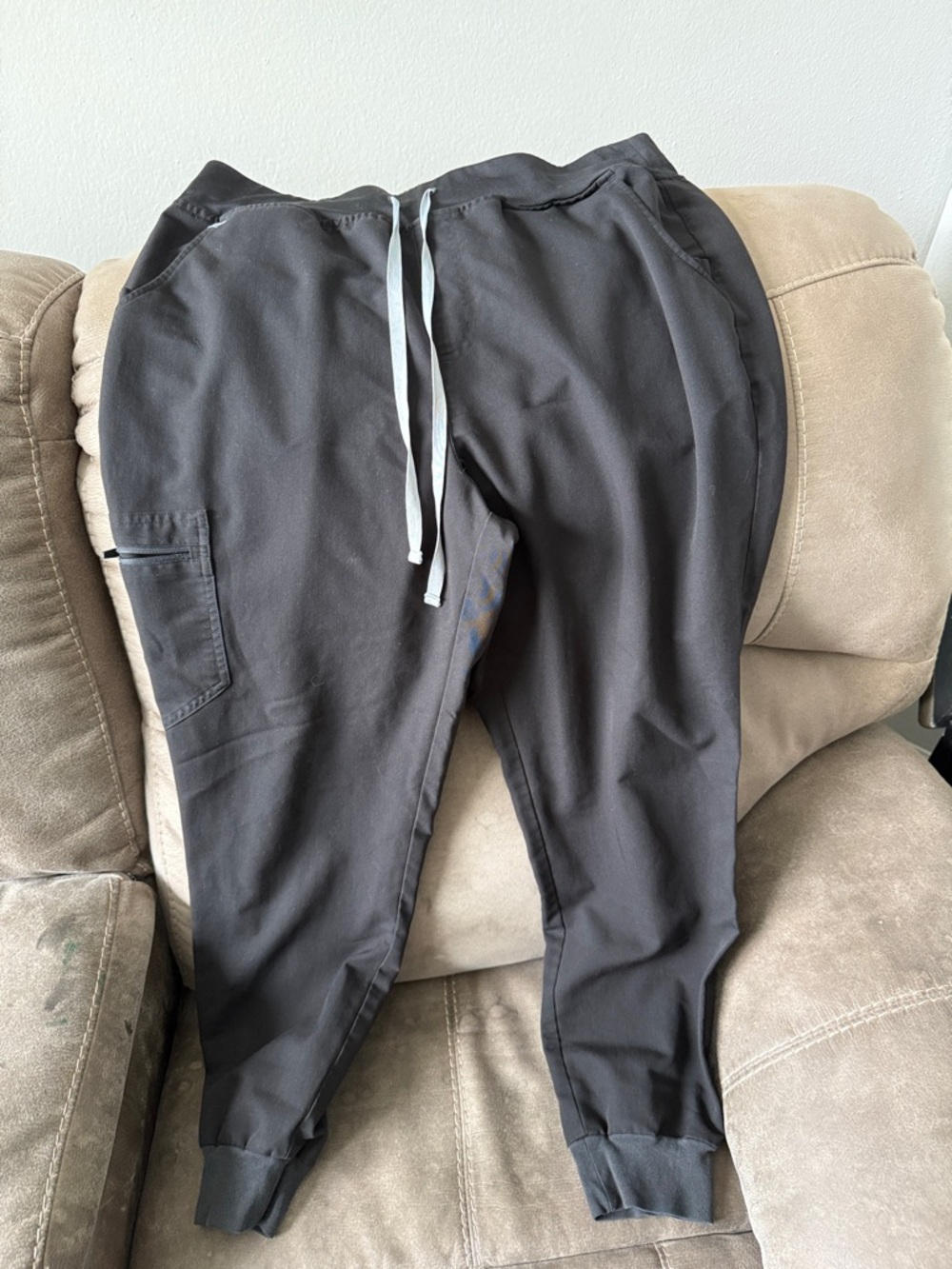 Figs Black Jogger Sweatpants with White Drawstring
